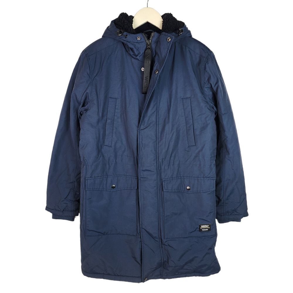 New Wesc Navy Blue Zip Winter Warm Full Unisex Parka Jacket Men M / L Women $265 - Picture 3 of 14